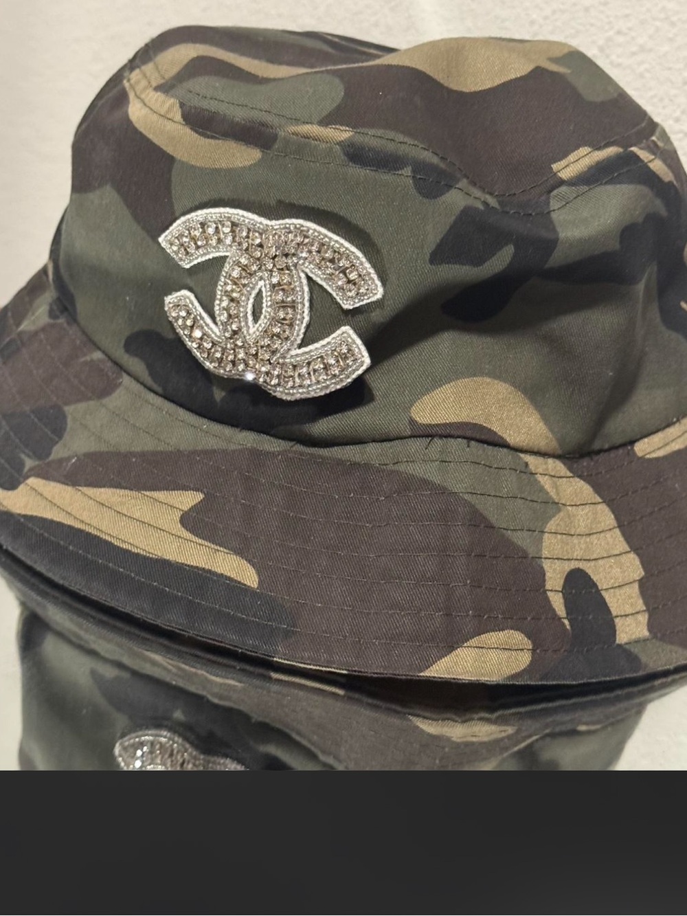 NWOT Designer Inspired Camouflage Crystal C Bucket Hat  | ONE SIZE